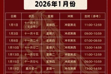 2026年2月吉日一览表