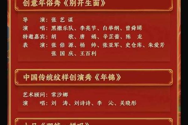 2022除夕春晚节目单