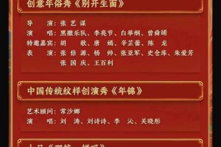 2022除夕春晚节目单